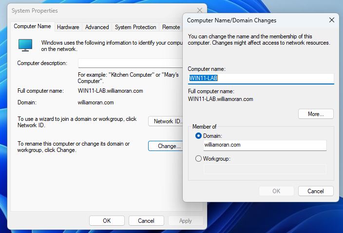 Windows 10 machine joining domain
