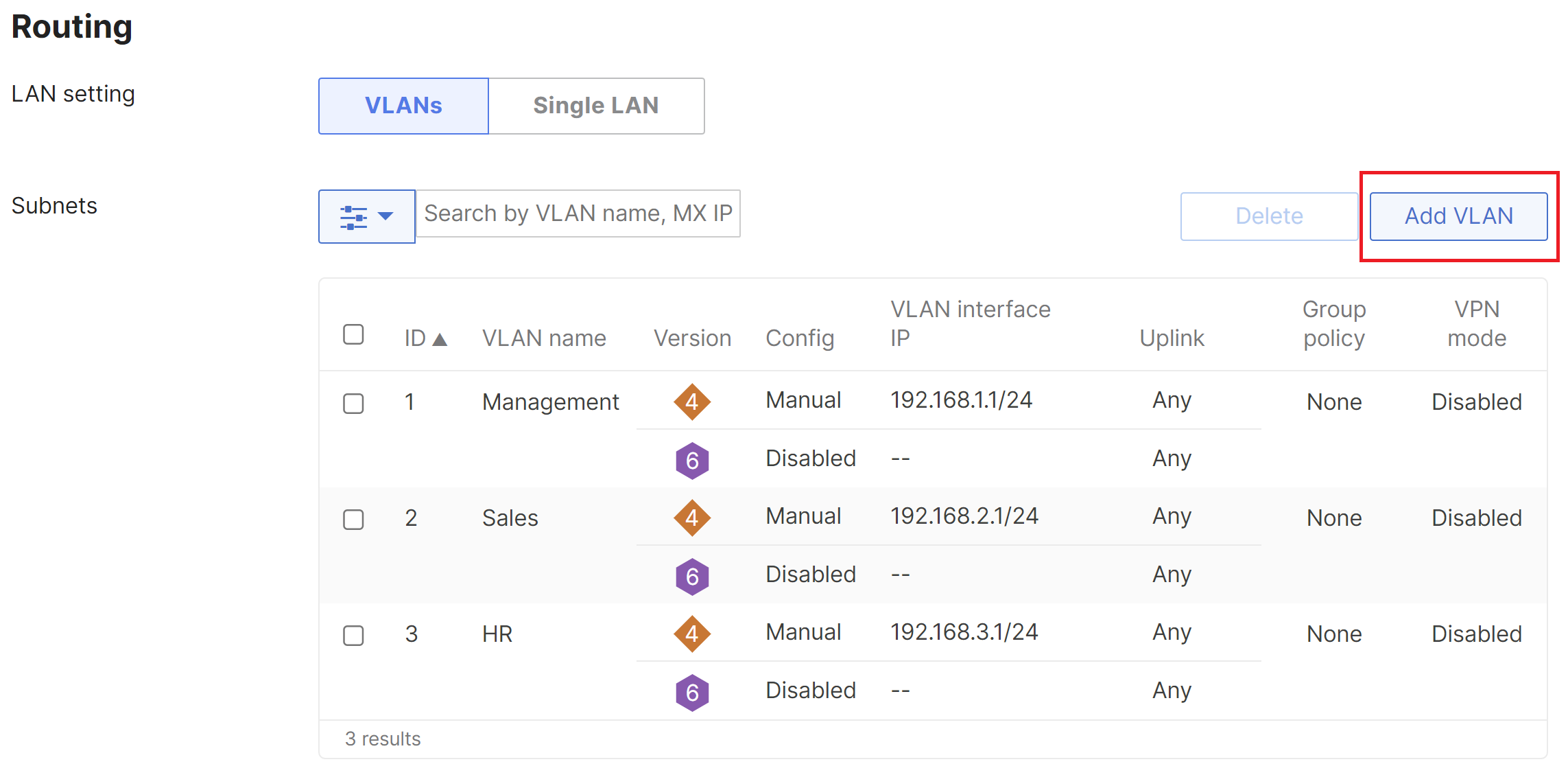 Meraki VLAN, firewall, and VPN configuration