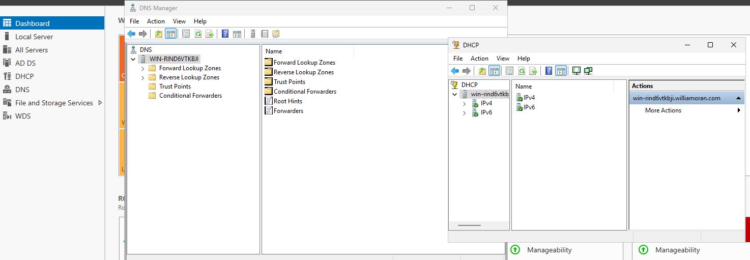 Windows Server roles for DHCP, DNS, and SMTP